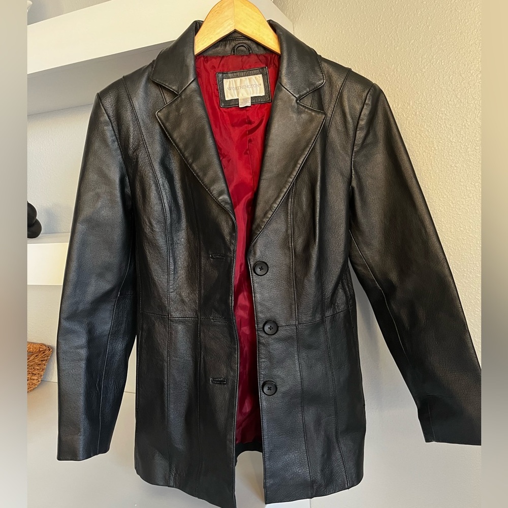 COPY - Worthington Vintage Black 100% Genuine Leather Blazer Jacket (Small)
